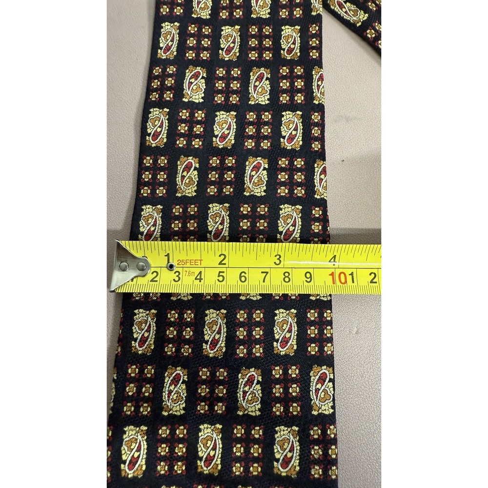 Valentino Rudy Italy 100%Silk‎ Tie Black Paisley Geometric Vintage Designer - Picture 5 of 9